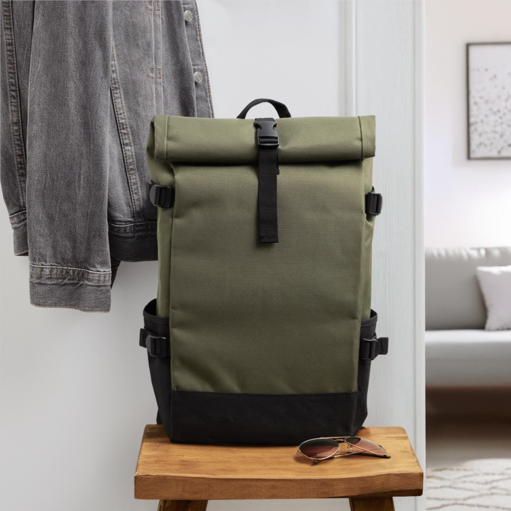 Roll Top Backpack - olive/black