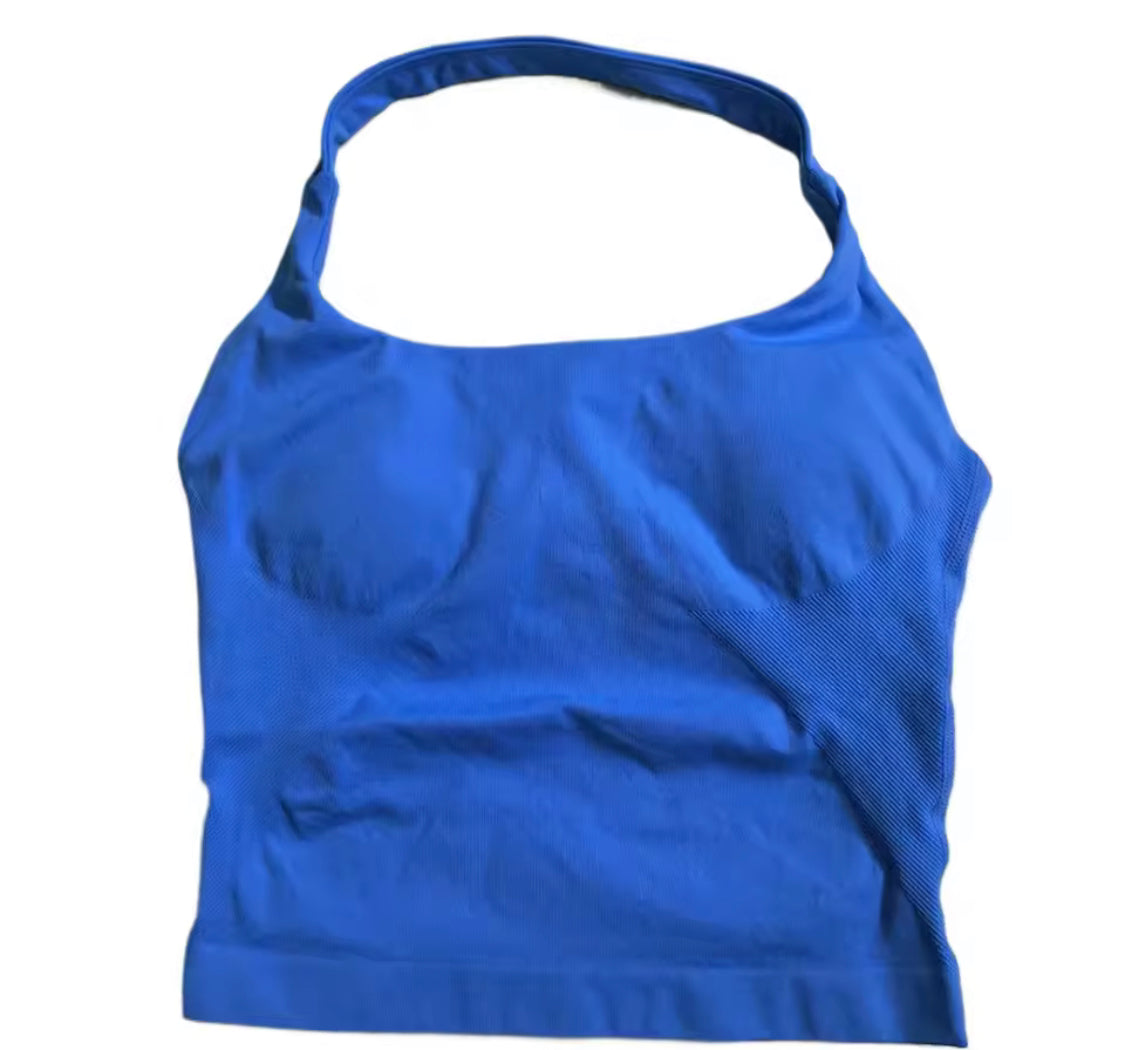 Gym Top Frauen Kleidung Strappy Workout Tank Top Gepolsterte Sport-Bh Backless  Shirts Nahtlose Gym Crop Top