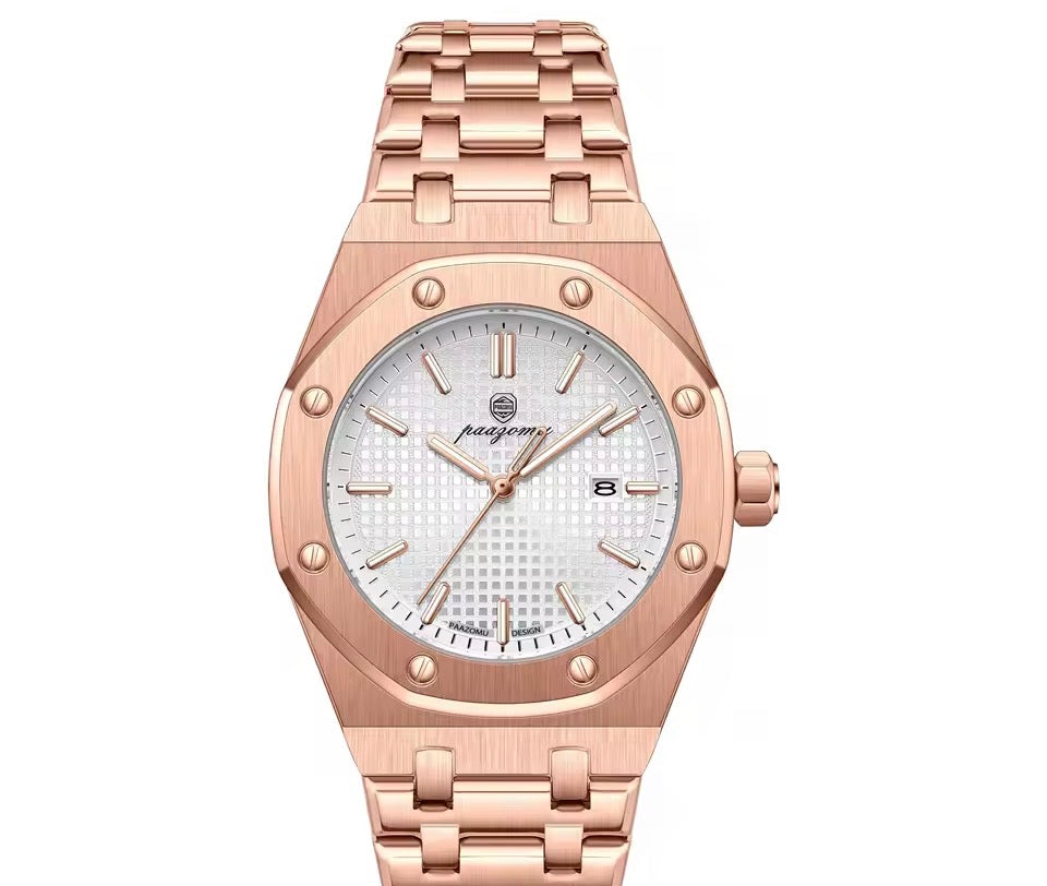 POEDAGAR Original Luxus Herrenuhren Datum Chronograph Edelstahl Quarzuhr Wasserdicht Leucht Mode Mann Armbanduhr