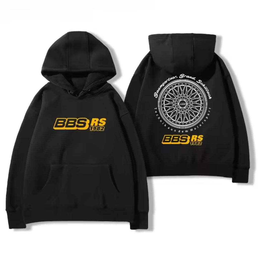 BBS RS Hoodie 1982 – Kapuzenpullover mit Felgenmotiv für Auto- & Tuningfans