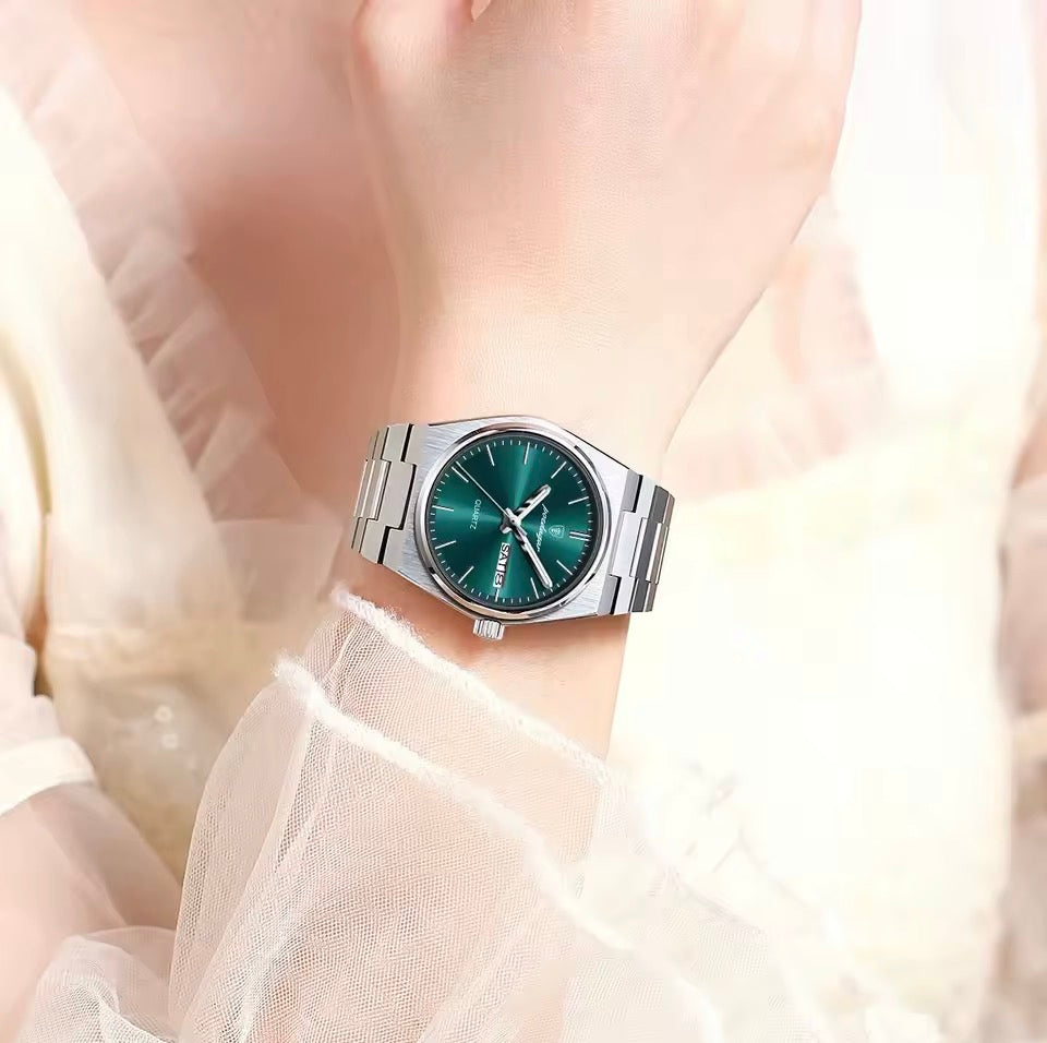 POEDAGAR Elegante Uhren Für Frauen Wasserdicht Leucht Datum Woche Damen Uhr Quarz Edelstahl Frau Mode Armbanduhr