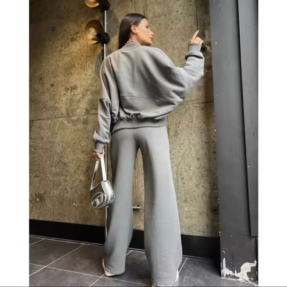 Jogginganzug Damen Mode Zip Cardigan Sweatshirt Gerade Hosen Set Damen Kleidung Casual Langarm Jacke Hosen 2-teilige Sets