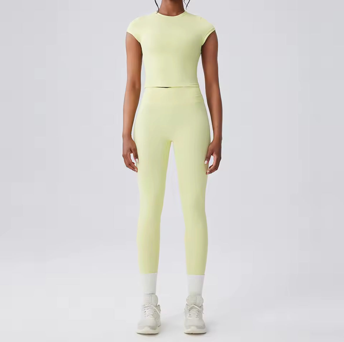 Damen Sport Set 2-teilig – Yoga Outfit mit Leggings & T-Shirt | High Waist, Schnell Trocknend, Fitness & Lauf Training