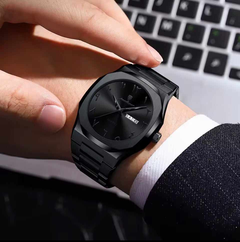 POEDAGAR Mode Hohe Qualität Männer Uhr Datum Woche Wasserdichte Uhr Für Mann Quarz Edelstahl Luxus herren Uhren Reloj + box