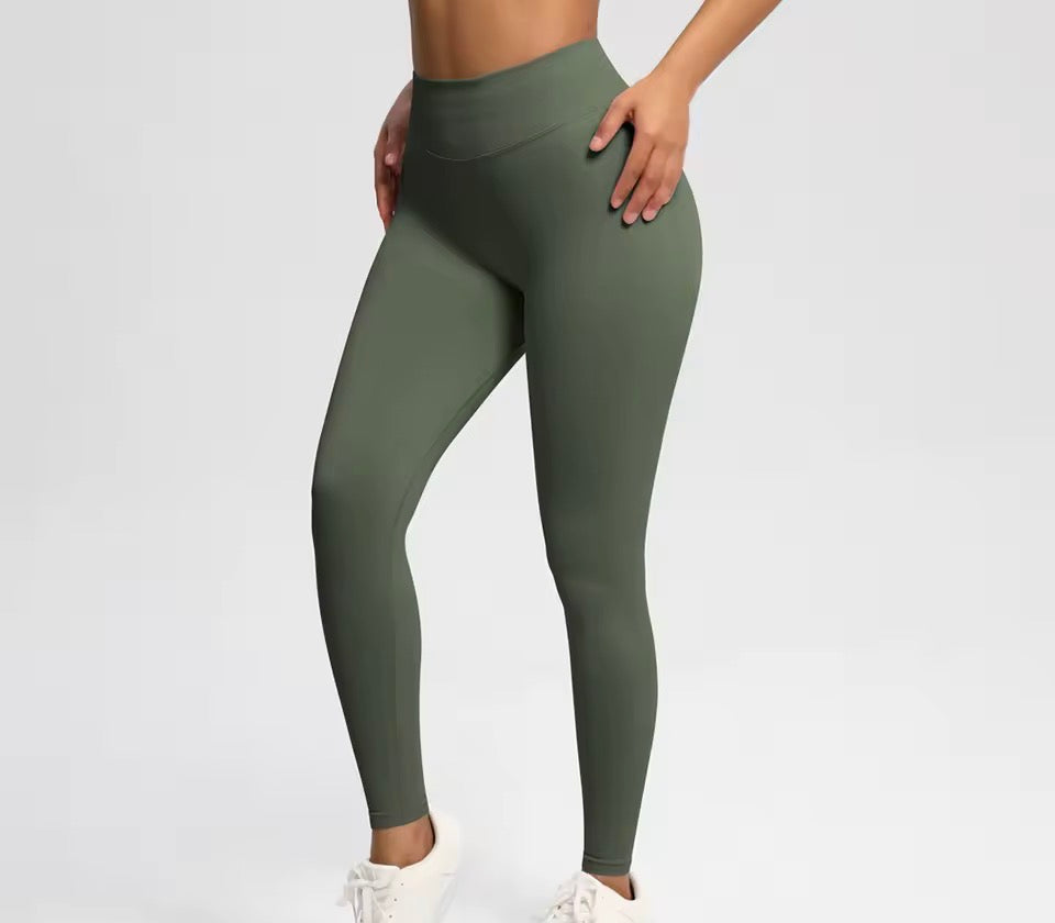 Solide Sport-Leggings für Damen mit hoher Taille, nahtlose HighStretch-Yoga-Leggings, Damen-Sportbekleidung für drinnen und draußen