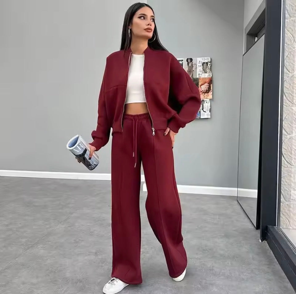 Jogginganzug Damen Mode Zip Cardigan Sweatshirt Gerade Hosen Set Damen Kleidung Casual Langarm Jacke Hosen 2-teilige Sets