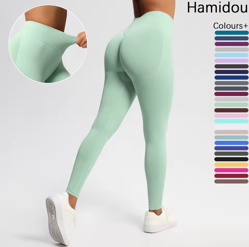 Solide Sport-Leggings für Damen mit hoher Taille, nahtlose HighStretch-Yoga-Leggings, Damen-Sportbekleidung für drinnen und draußen