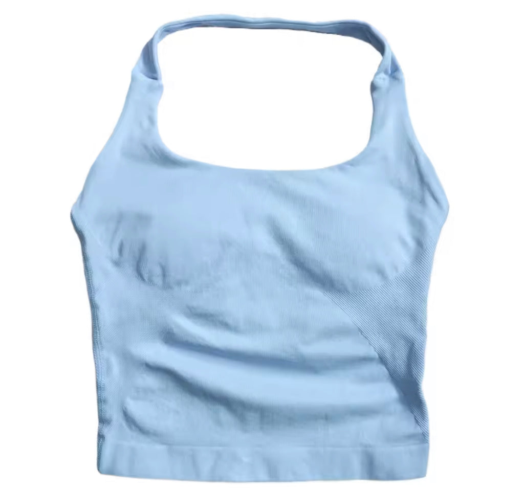 Gym Top Frauen Kleidung Strappy Workout Tank Top Gepolsterte Sport-Bh Backless  Shirts Nahtlose Gym Crop Top