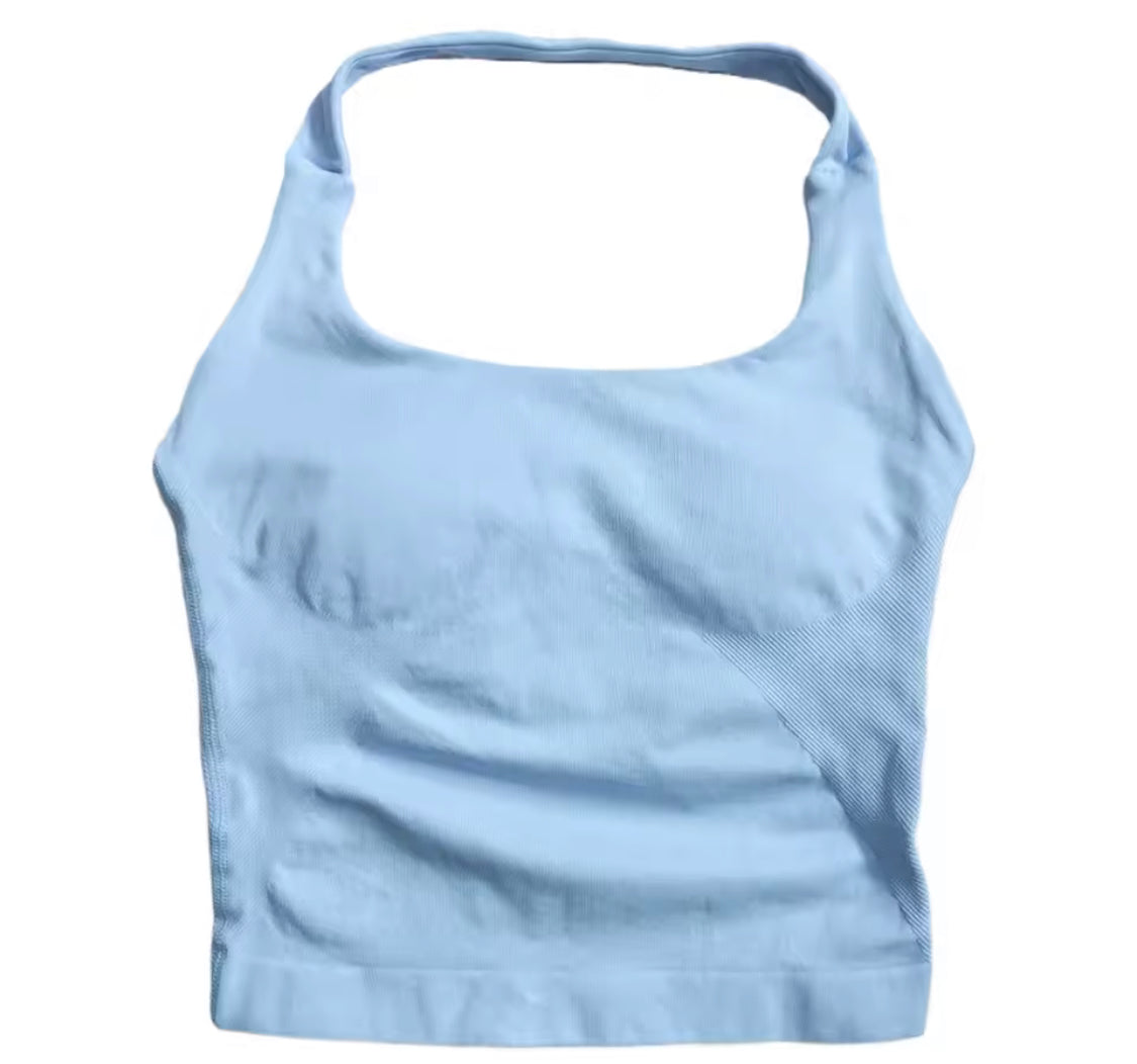 Gym Top Frauen Kleidung Strappy Workout Tank Top Gepolsterte Sport-Bh Backless  Shirts Nahtlose Gym Crop Top