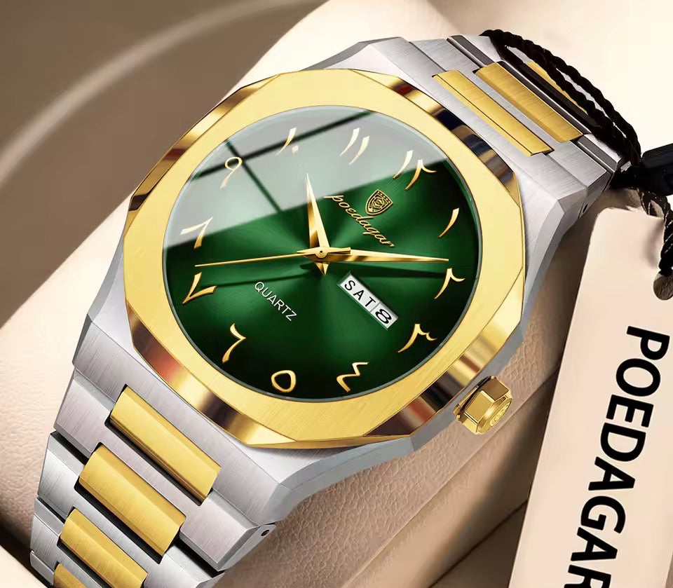POEDAGAR Mode Hohe Qualität Männer Uhr Datum Woche Wasserdichte Uhr Für Mann Quarz Edelstahl Luxus herren Uhren Reloj + box
