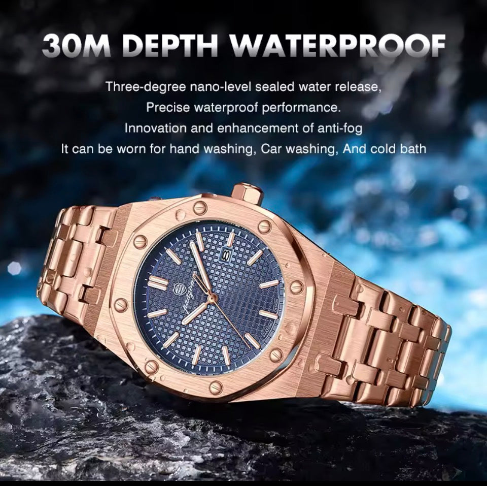 POEDAGAR Original Luxus Herrenuhren Datum Chronograph Edelstahl Quarzuhr Wasserdicht Leucht Mode Mann Armbanduhr