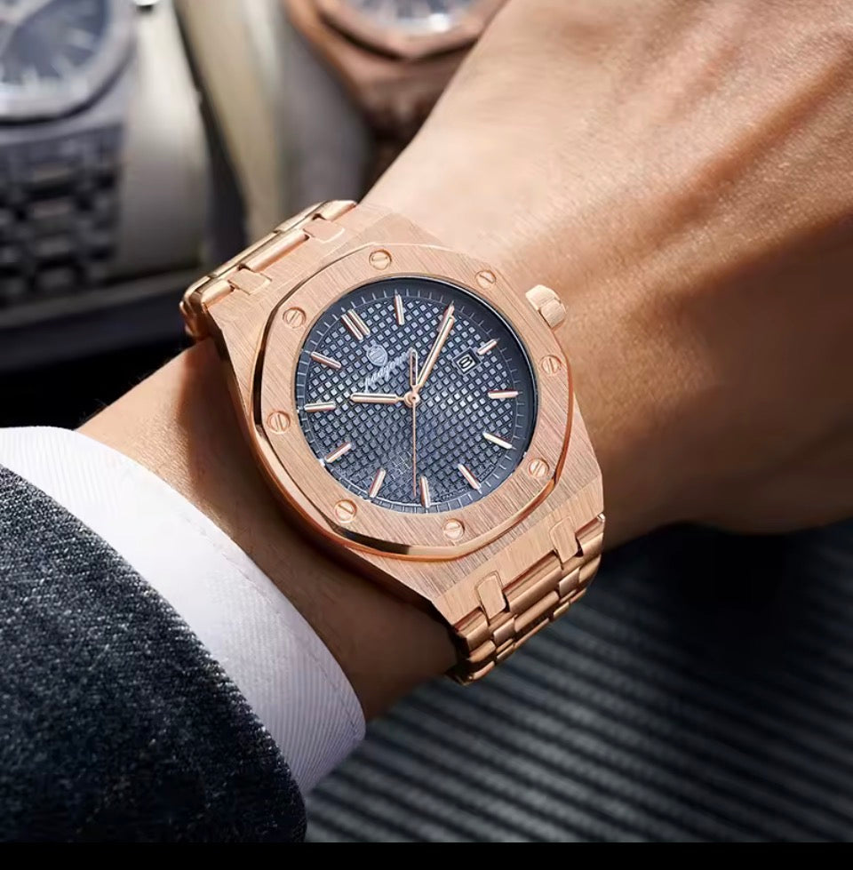 POEDAGAR Original Luxus Herrenuhren Datum Chronograph Edelstahl Quarzuhr Wasserdicht Leucht Mode Mann Armbanduhr