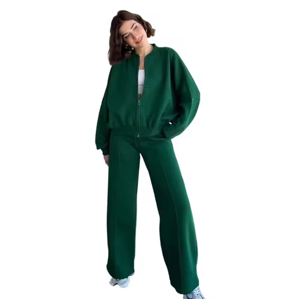 Jogginganzug Damen Mode Zip Cardigan Sweatshirt Gerade Hosen Set Damen Kleidung Casual Langarm Jacke Hosen 2-teilige Sets